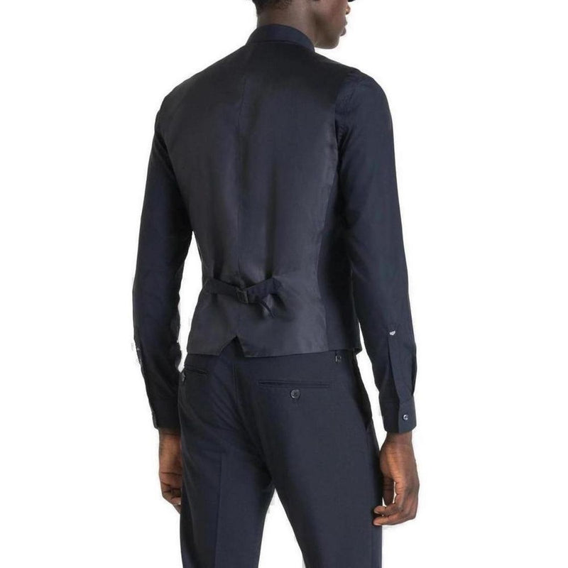 Antony Morato Blue Polyester Waistcoat MMVS00009-FA600255
