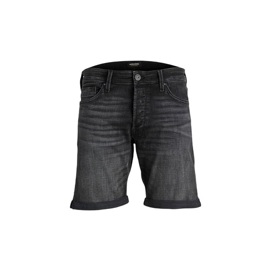 Jack Jones Black Cotton Bermuda Shorts for Men