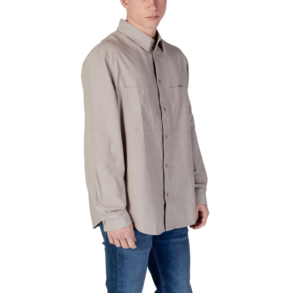 Chemise Beige en Coton Recyclé Calvin Klein Jeans pour Homme
