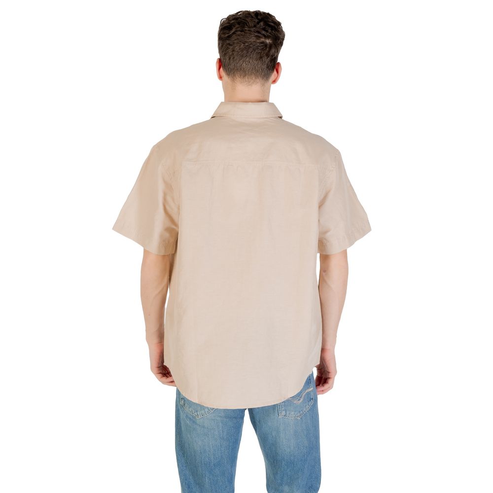 Chemise Beige en Lin à Manches Courtes Calvin Klein Jeans