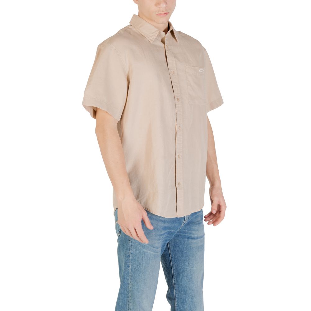 Chemise Beige en Lin à Manches Courtes Calvin Klein Jeans