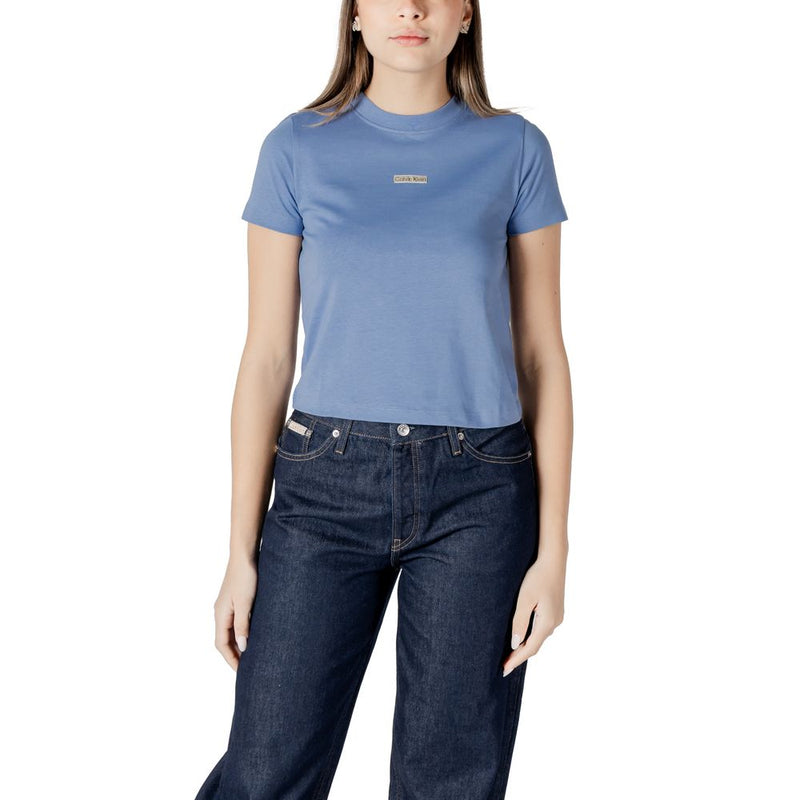 Calvin Klein Jeans T-Shirt en Coton Recyclé Bleu Clair pour Femme