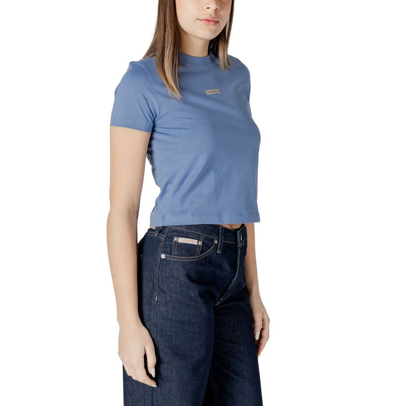 Calvin Klein Jeans T-Shirt en Coton Recyclé Bleu Clair pour Femme