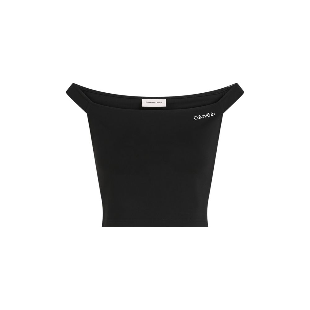 Calvin Klein Jeans Black Viscose Bardot Top - Élégant et Confortable