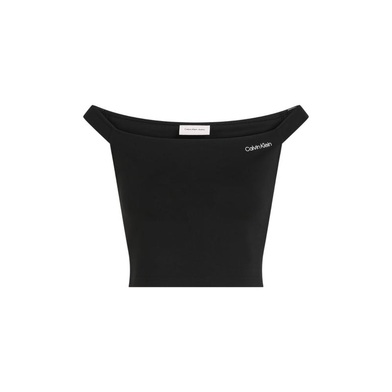 Calvin Klein Jeans Black Viscose Bardot Top - Stylish & Comfortable