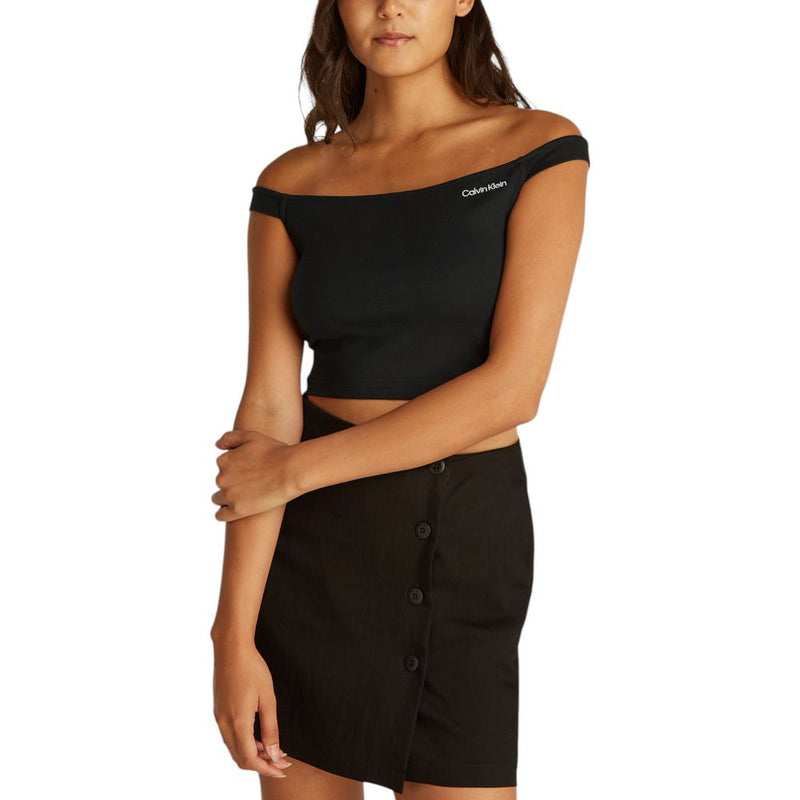 Calvin Klein Jeans Black Viscose Bardot Top - Stylish & Comfortable