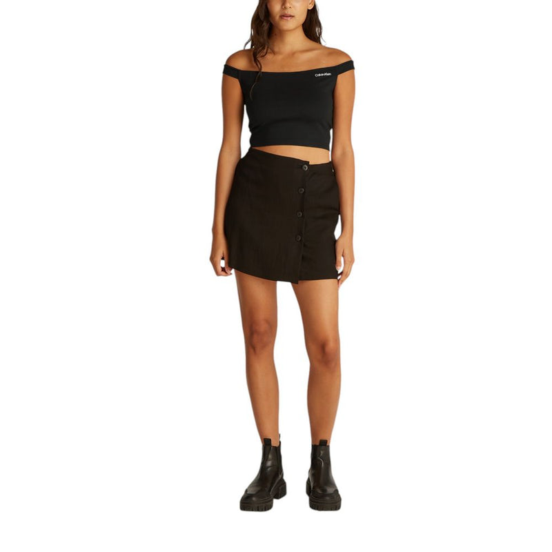 Calvin Klein Jeans Black Viscose Bardot Top - Stylish & Comfortable