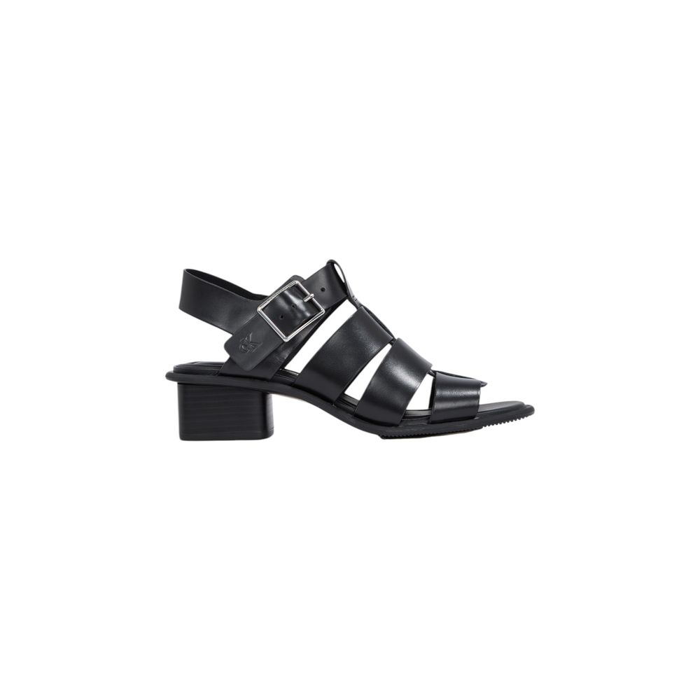 Calvin Klein Jeans Black Polyester Sandal - HEEL SQUARE MG BUCKLE