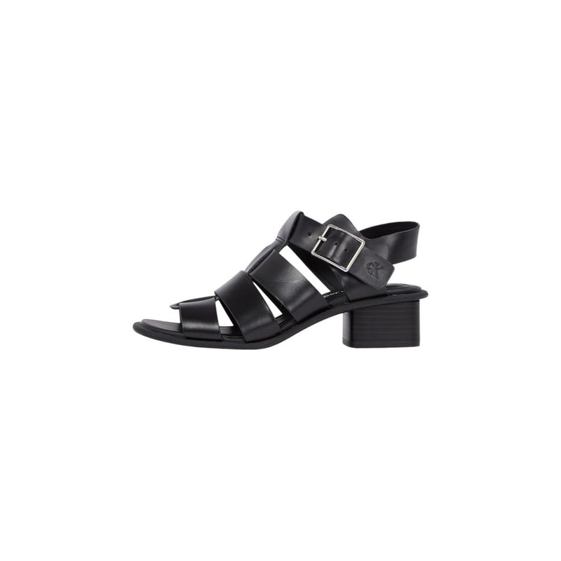 Sandales Calvin Klein Jeans Black Polyester HEEL SQUARE MG BUCKLE