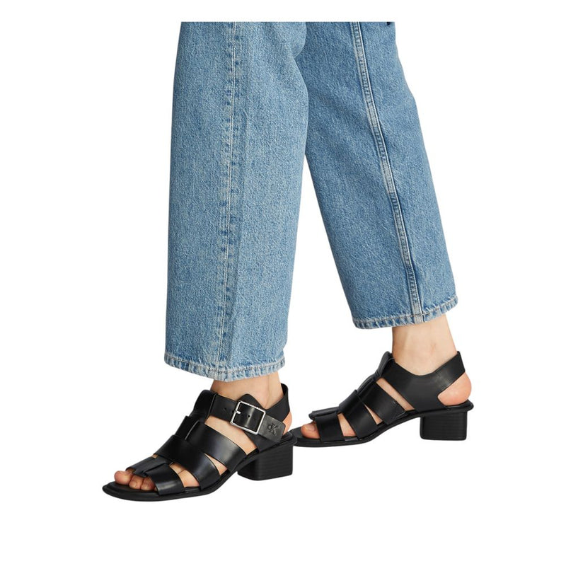 Sandales Calvin Klein Jeans Black Polyester HEEL SQUARE MG BUCKLE