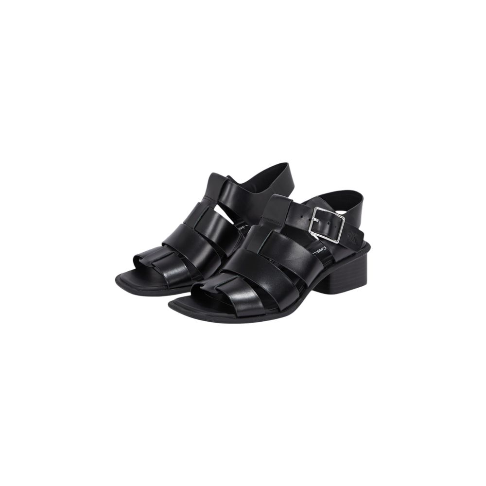 Calvin Klein Jeans Black Polyester Sandal - HEEL SQUARE MG BUCKLE