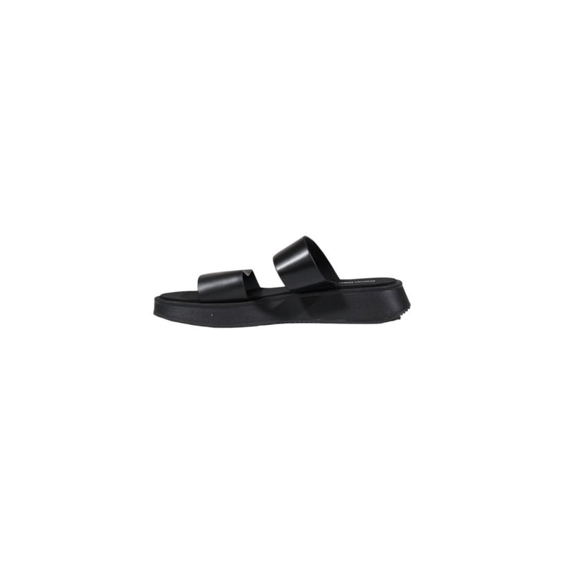 Calvin Klein Jeans Black Leather Sandal Slide Double