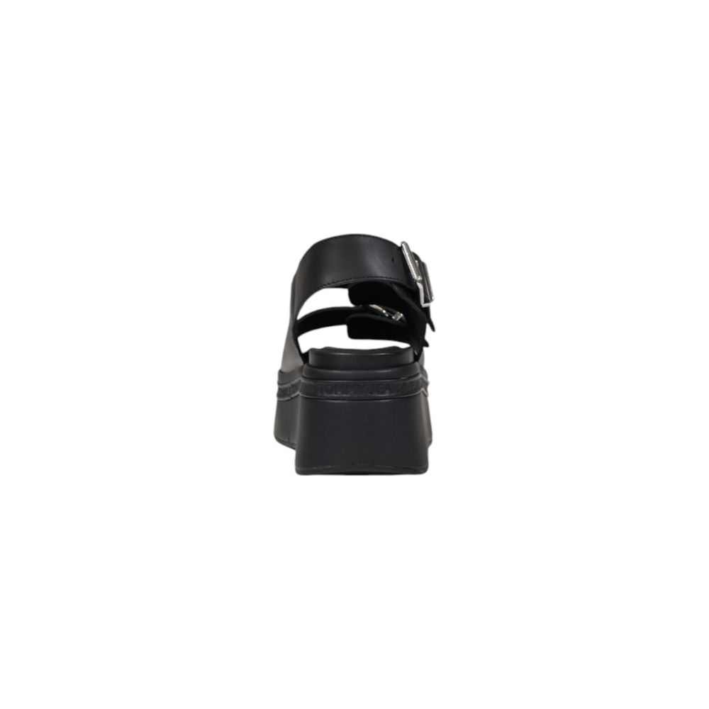 Tommy Hilfiger Jeans Black Leather Sandal - TJW WEDGE