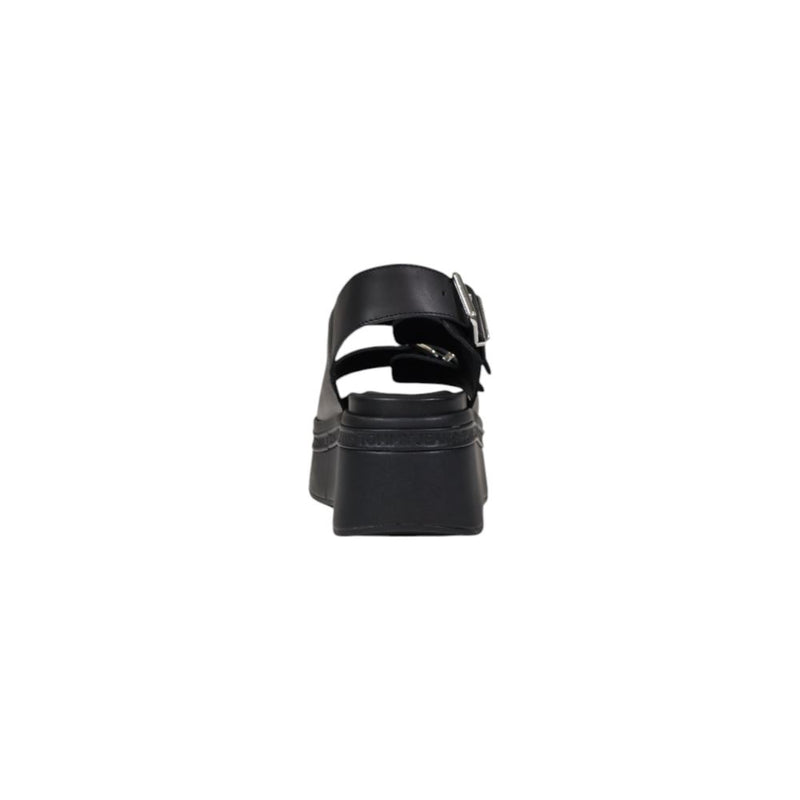 Tommy Hilfiger Jeans Black Leather Sandal - TJW WEDGE