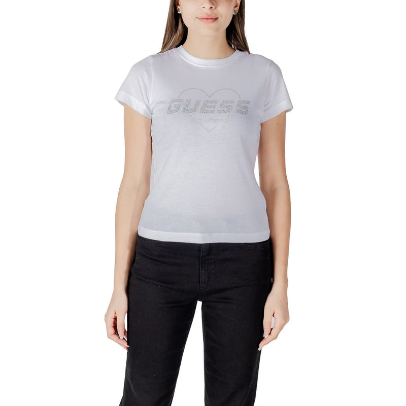 Guess Active NARCISO CN V5GI10 K9RM1 T-Shirt Femme Blanc en Coton