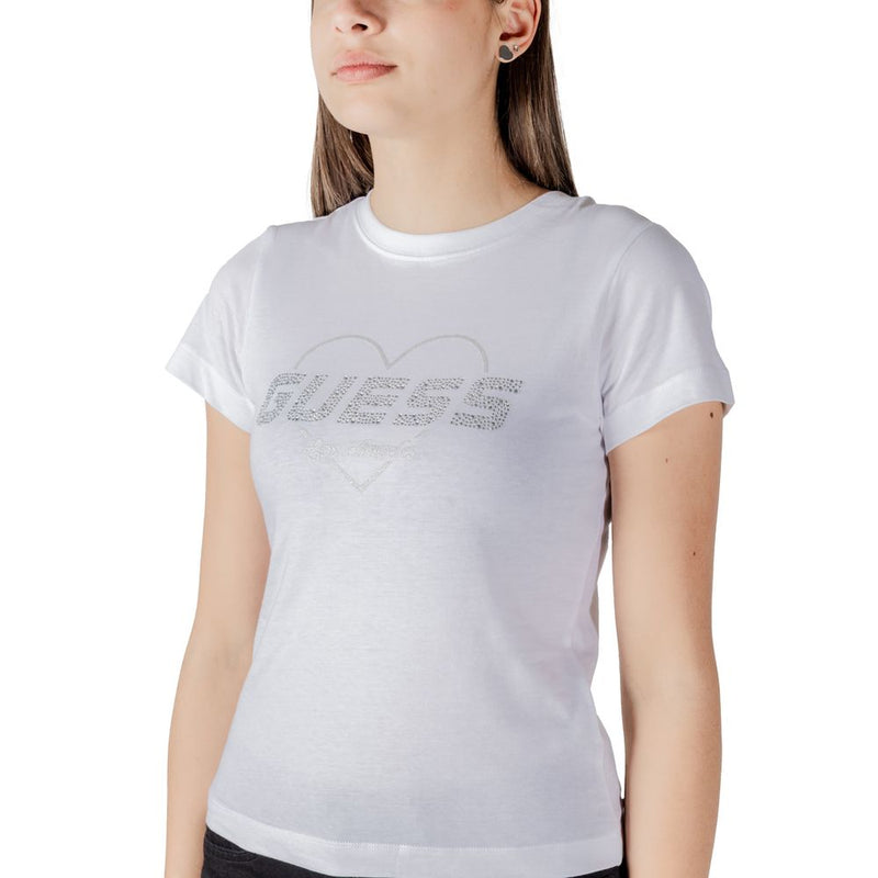 Guess Active NARCISO CN V5GI10 K9RM1 T-Shirt Femme Blanc en Coton