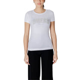 Guess CN SS LOGO LACE TEE Women's White Cotton T-Shirt