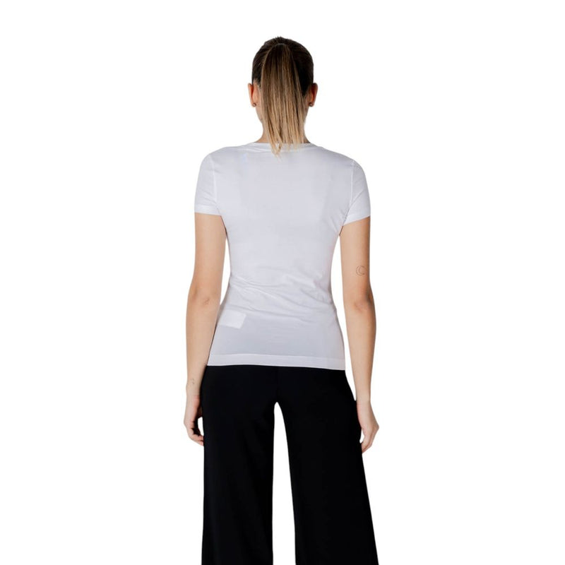 Guess CN SS LOGO LACE TEE - T-shirt Femme Blanc en Coton