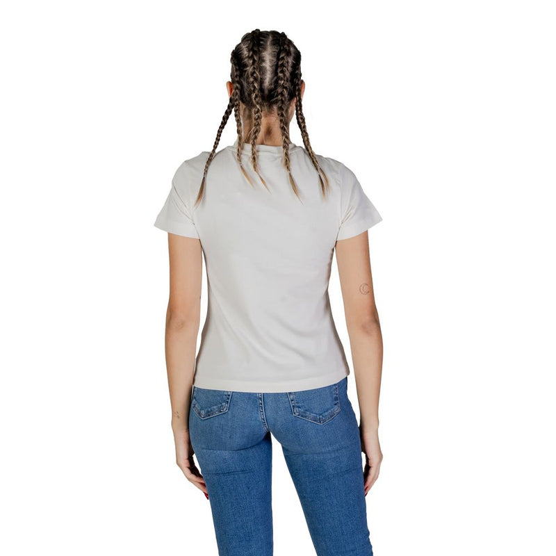 Guess Active JULIA RHINESTONE T-Shirt en Coton Crème pour Femmes