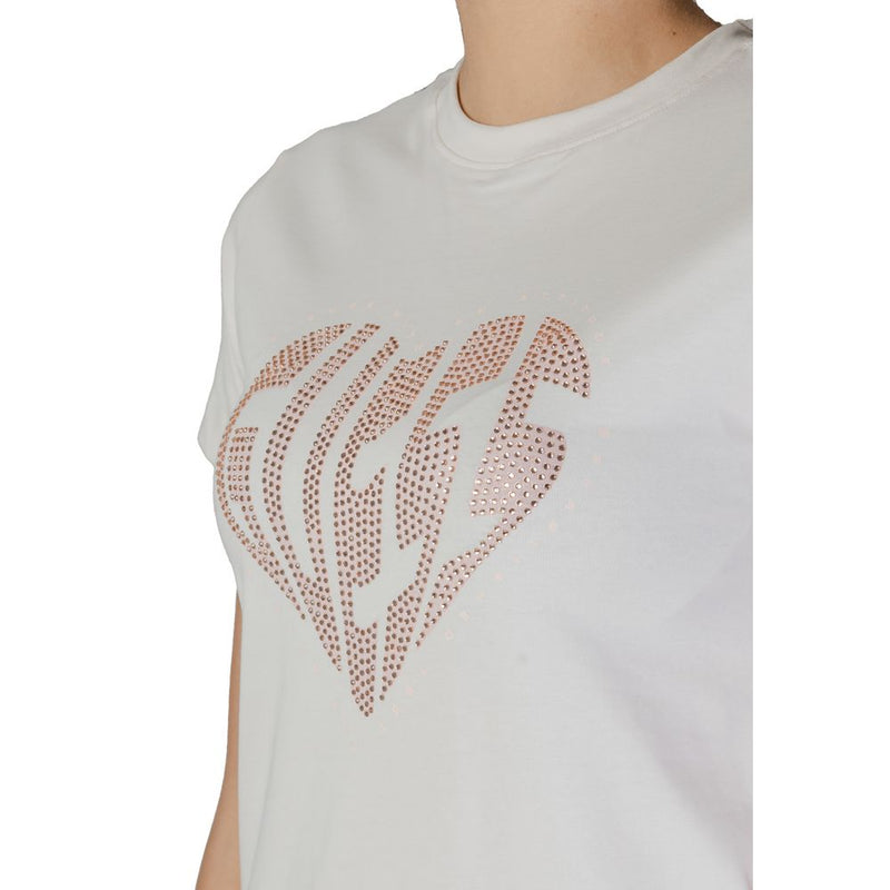 Guess Active JULIA RHINESTONE T-Shirt en Coton Crème pour Femmes