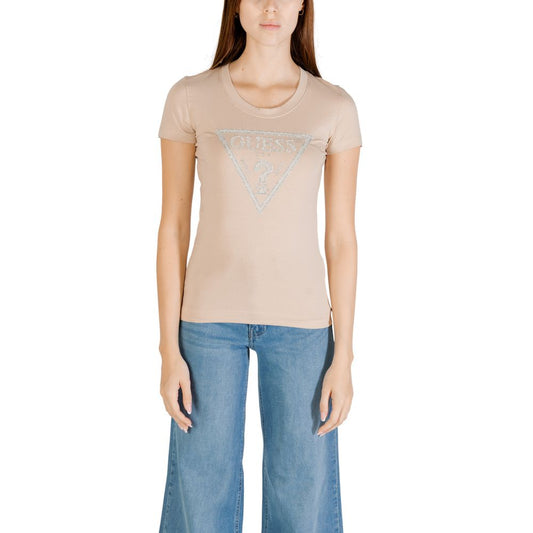 T-shirt en coton beige Guess