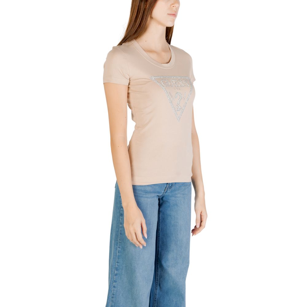 T-shirt en coton beige Guess