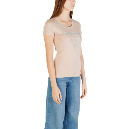 T-shirt en coton beige Guess