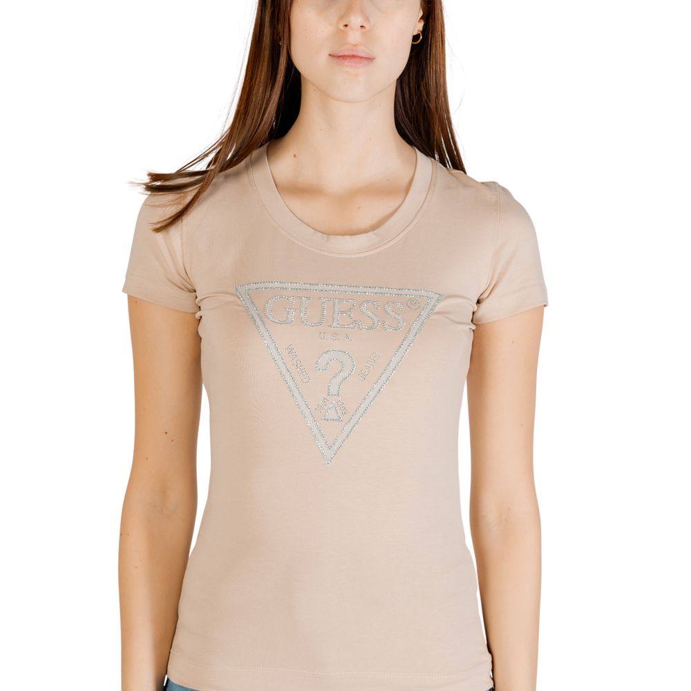 T-shirt en coton beige Guess