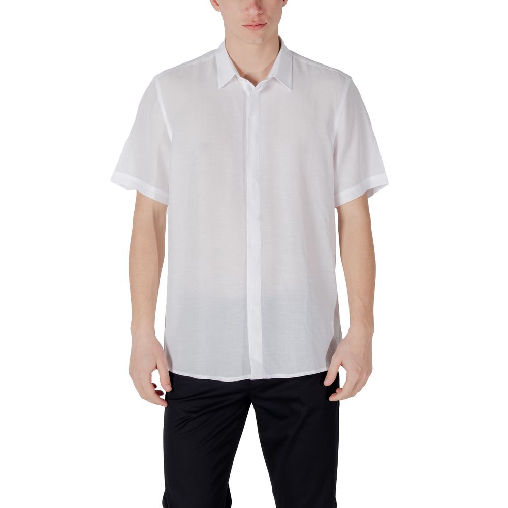 Antony Morato wit lyocell overhemd met korte mouwen