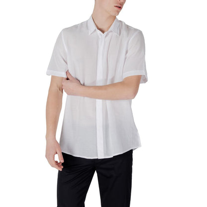 Antony Morato wit lyocell overhemd met korte mouwen