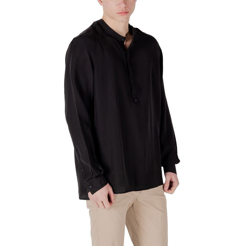 Antony Morato Black Lyocell Shirt - KILIS RELAXED FIT