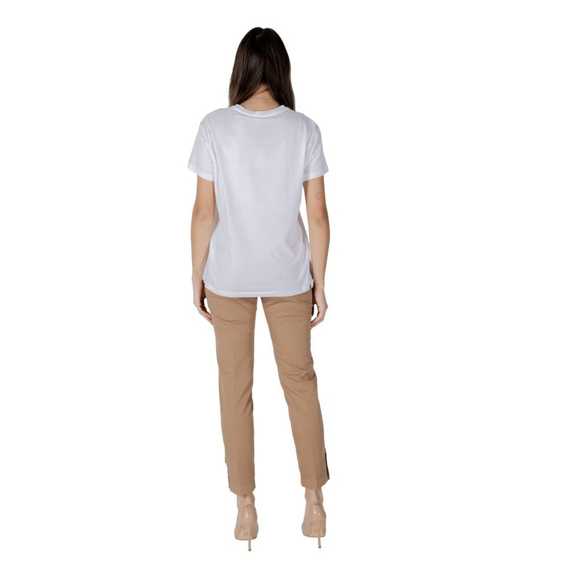 Liu Jo Women's White Cotton T-Shirt with Colorful Print - WA5260JS003