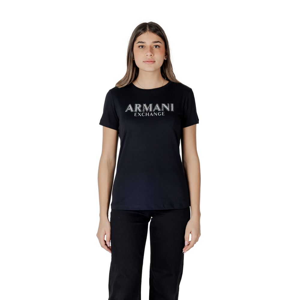 Armani Exchange Women's Black Cotton T-Shirt - Model XW000387 AF10354