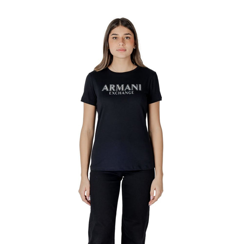 Armani Exchange Women's Black Cotton T-Shirt - Model XW000387 AF10354