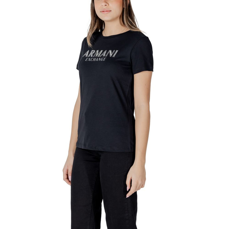 Armani Exchange Women's Black Cotton T-Shirt - Model XW000387 AF10354