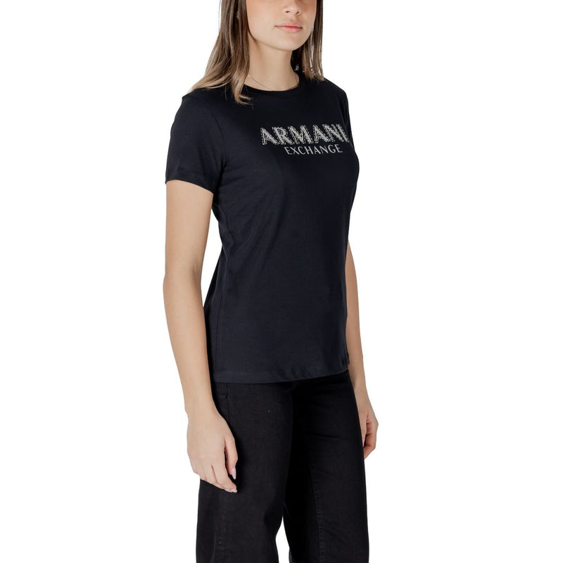 Armani Exchange Women's Black Cotton T-Shirt - Model XW000387 AF10354