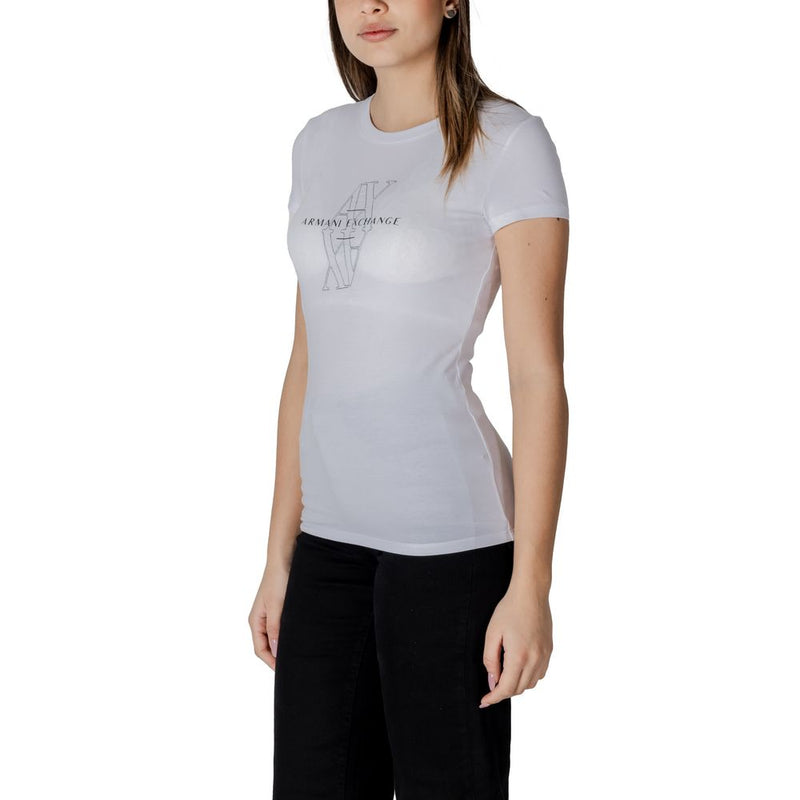 Armani Exchange Women's White Cotton T-Shirt - Model XW000512