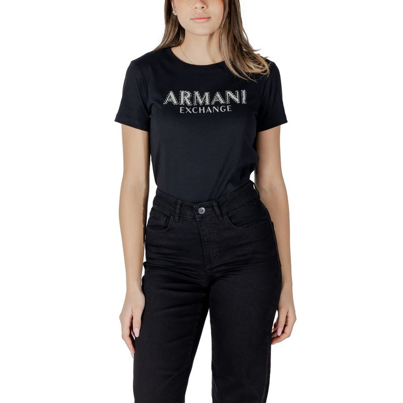 Armani Exchange Women's Black Cotton T-Shirt - Model XW000387 AF10354
