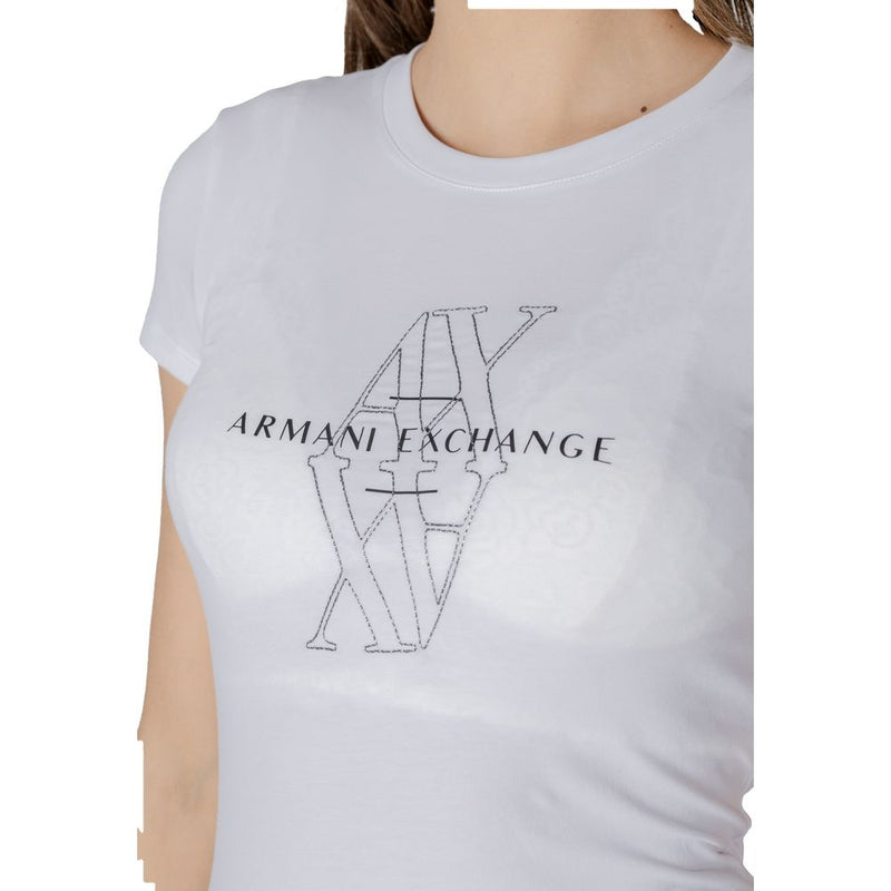 Armani Exchange Women's White Cotton T-Shirt - Model XW000512