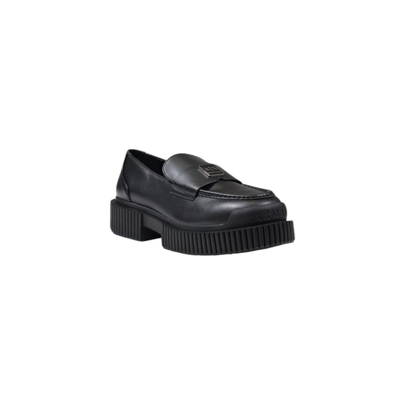 Armani Exchange Black Leather Platform Shoes for Women