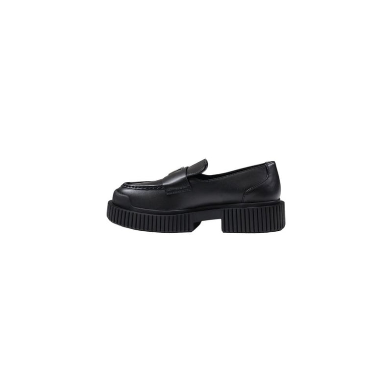 Armani Exchange Black Leather Platform Shoes for Women