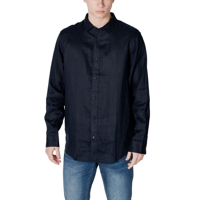 Armani Exchange Blue Linen Shirt