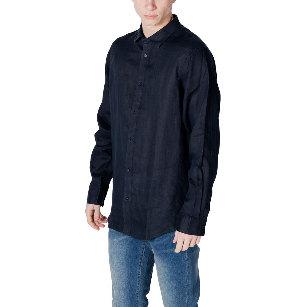 Chemise en lin bleu Armani Exchange