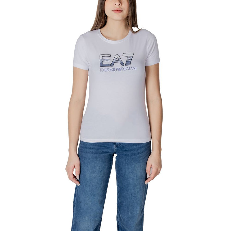EA7 Emporio Armani Women's White Cotton T-Shirt - Stylish Comfort