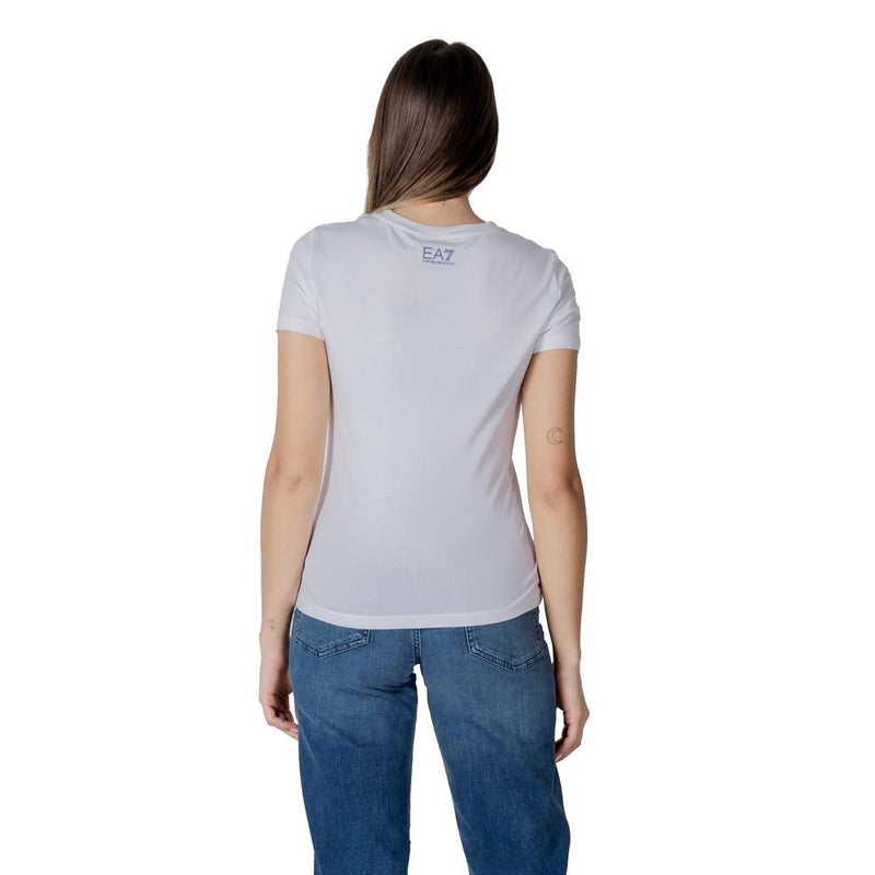 EA7 Emporio Armani Women's White Cotton T-Shirt - Stylish Comfort