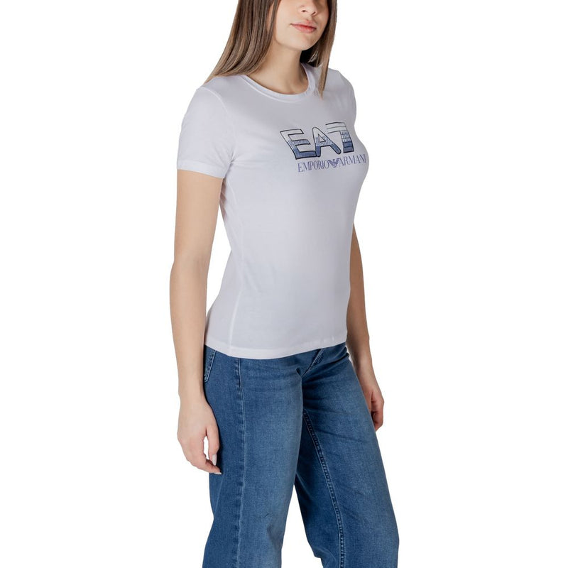 EA7 Emporio Armani Women's White Cotton T-Shirt - Stylish Comfort