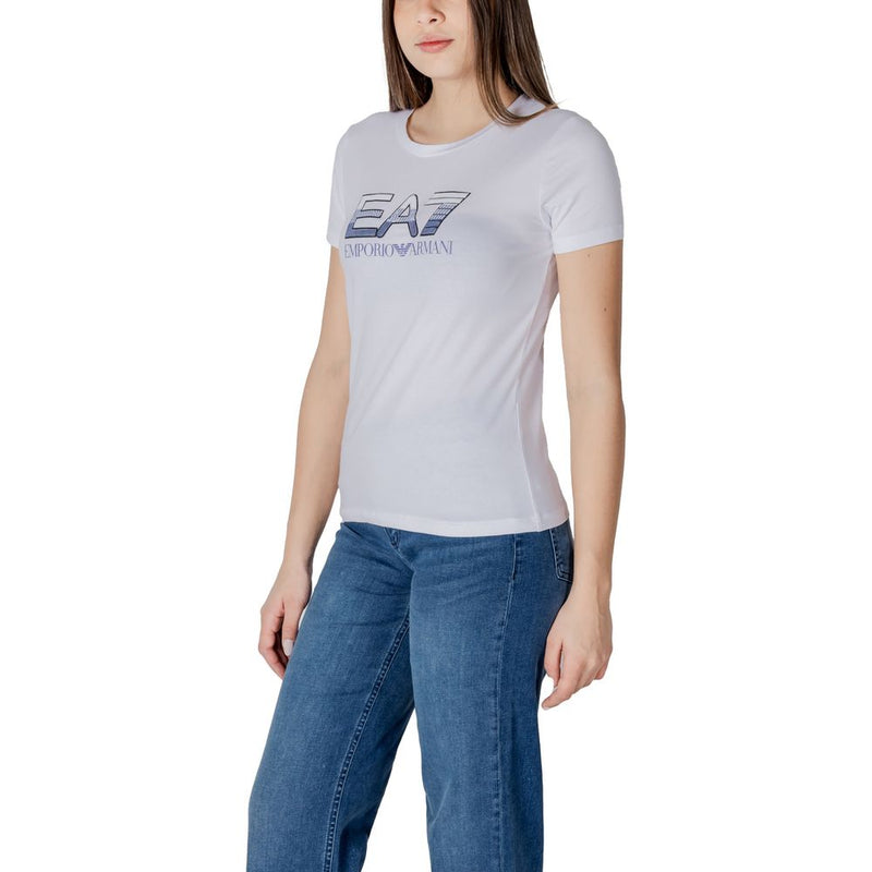 EA7 Emporio Armani Women's White Cotton T-Shirt - Stylish Comfort