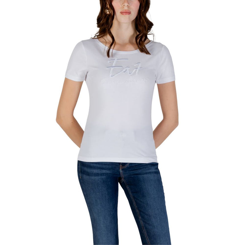 EA7 Emporio Armani Women's White Cotton T-Shirt - Stylish Comfort