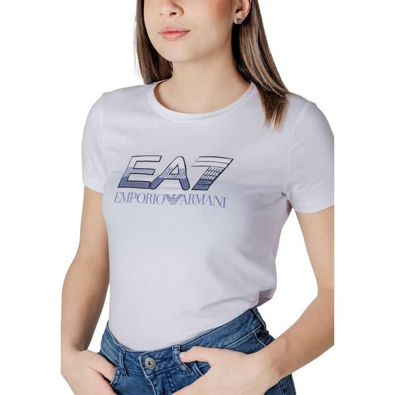 EA7 Emporio Armani Women's White Cotton T-Shirt - Stylish Comfort