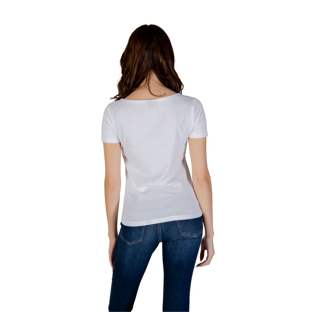 EA7 Emporio Armani Women's White Cotton T-Shirt - Stylish Comfort